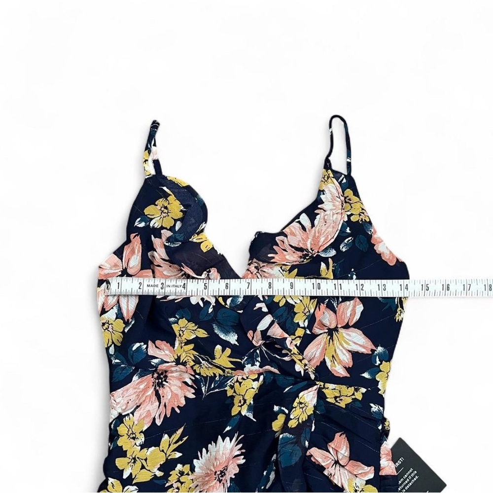 Lulus Navy Floral Ruffle Mini Dress Date Night Cocktail Party S - Picture 6 of 8